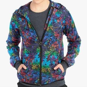 Lole Lightweight Happy Jacket Lagoon Blue Fleurs Size Medium LUW0442